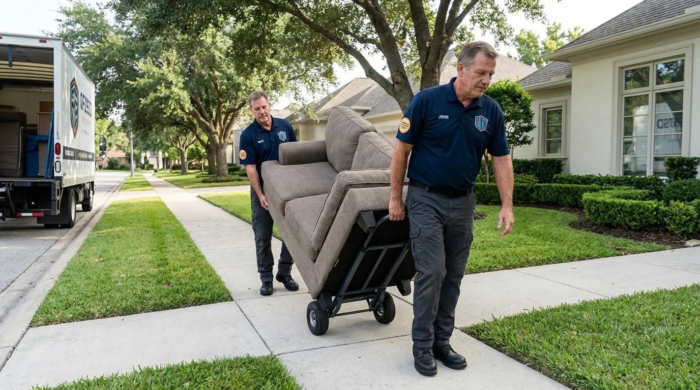 Local residential moving crew loading furniture in Luxemburg, WI